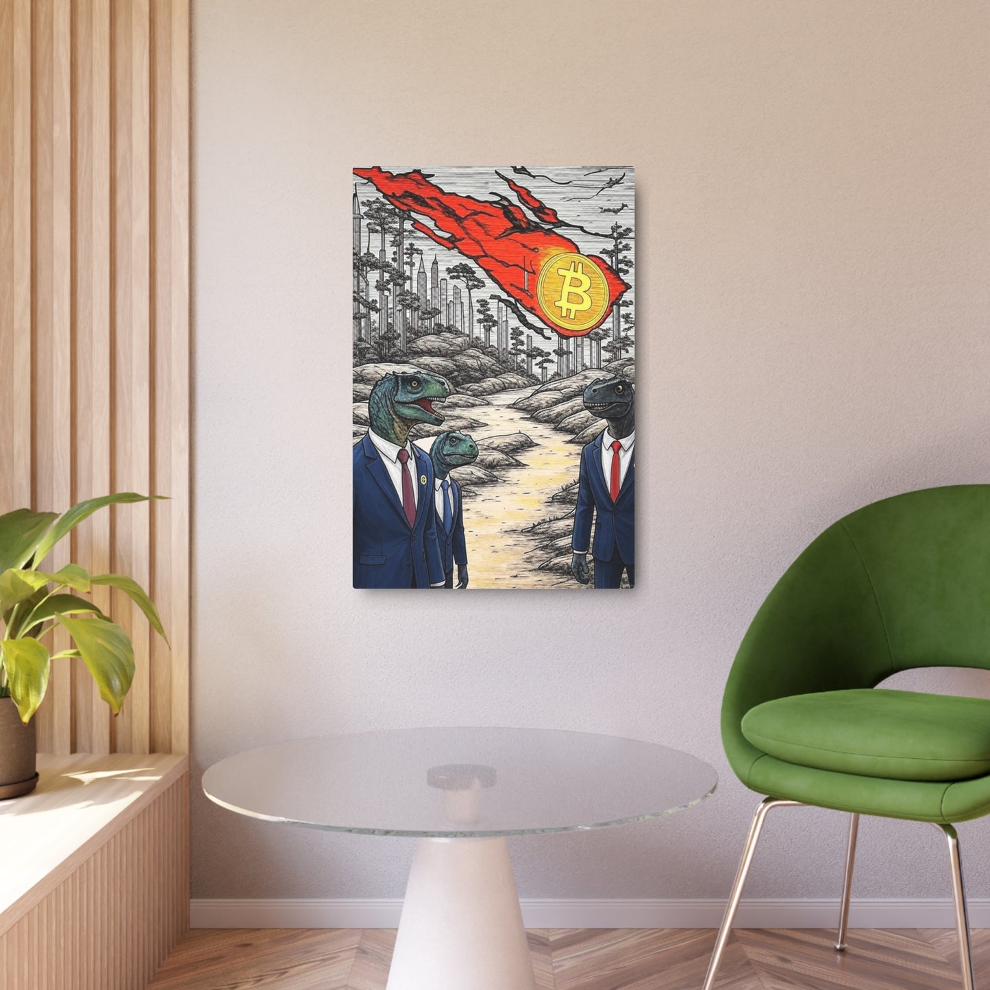 Bitcoin Is Coming For Dinosaur Politicians - Unique Crypto Wall Decor - Limited to 21 20x30 Metal Panels