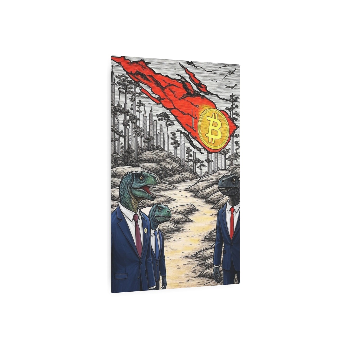 Bitcoin Is Coming For Dinosaur Politicians - Unique Crypto Wall Decor - Limited to 21 20x30 Metal Panels