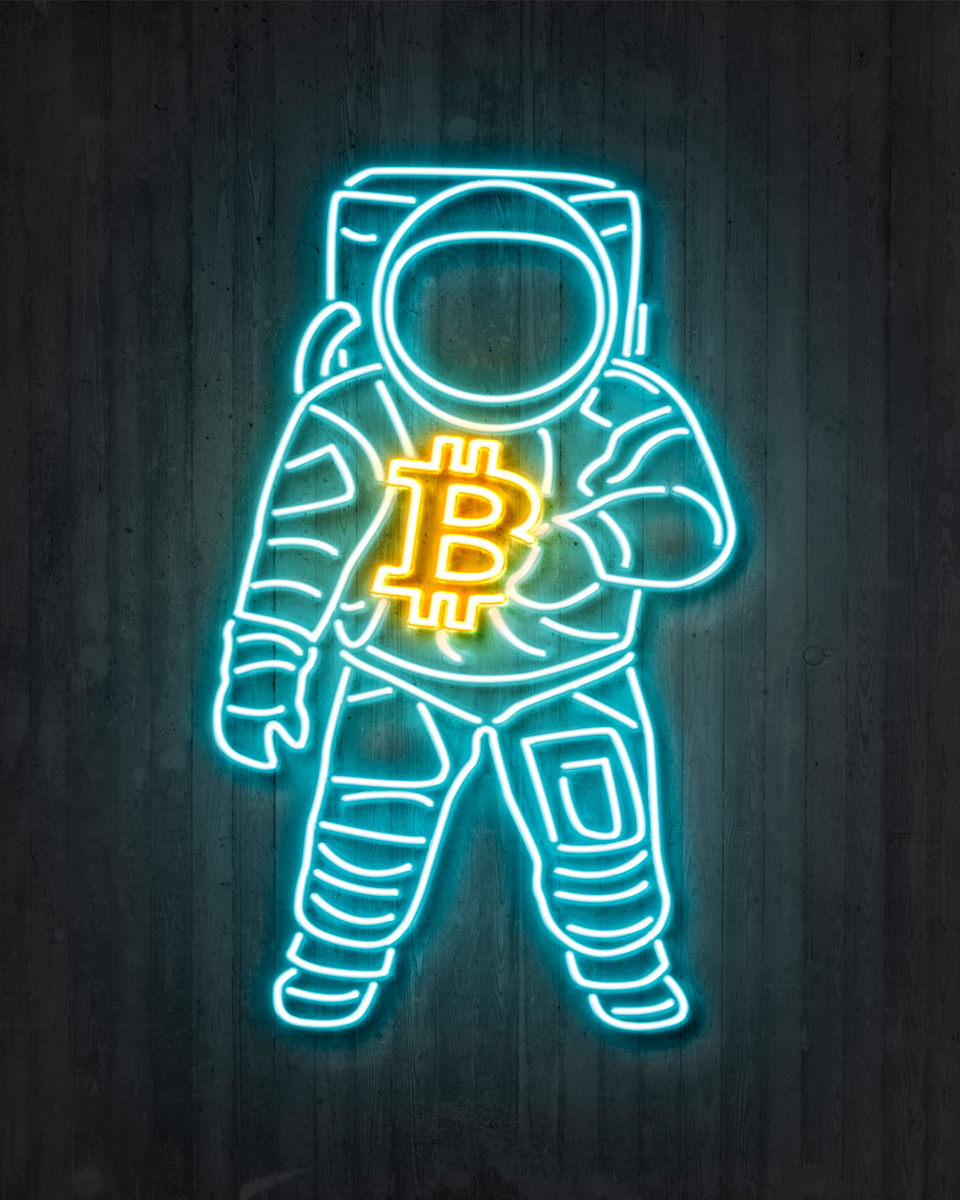 Bitcoin Neon Astronaut Metal Panel Artwork is now available in our smaller size!