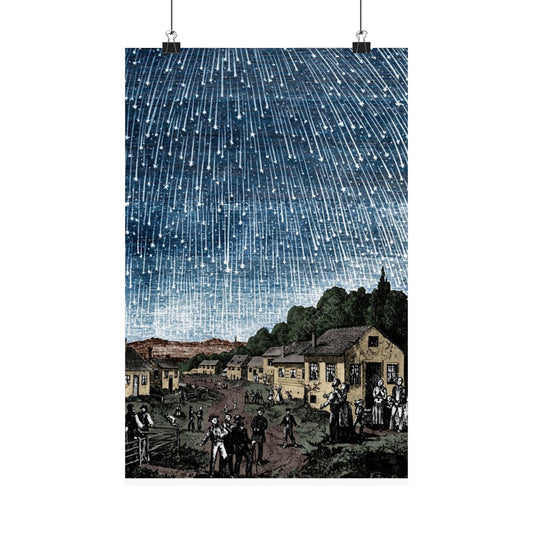 Meteor Shower of 1833 Vintage Starry Sky Matte Vertical Poster - Celestial Wall Art for Home Decor