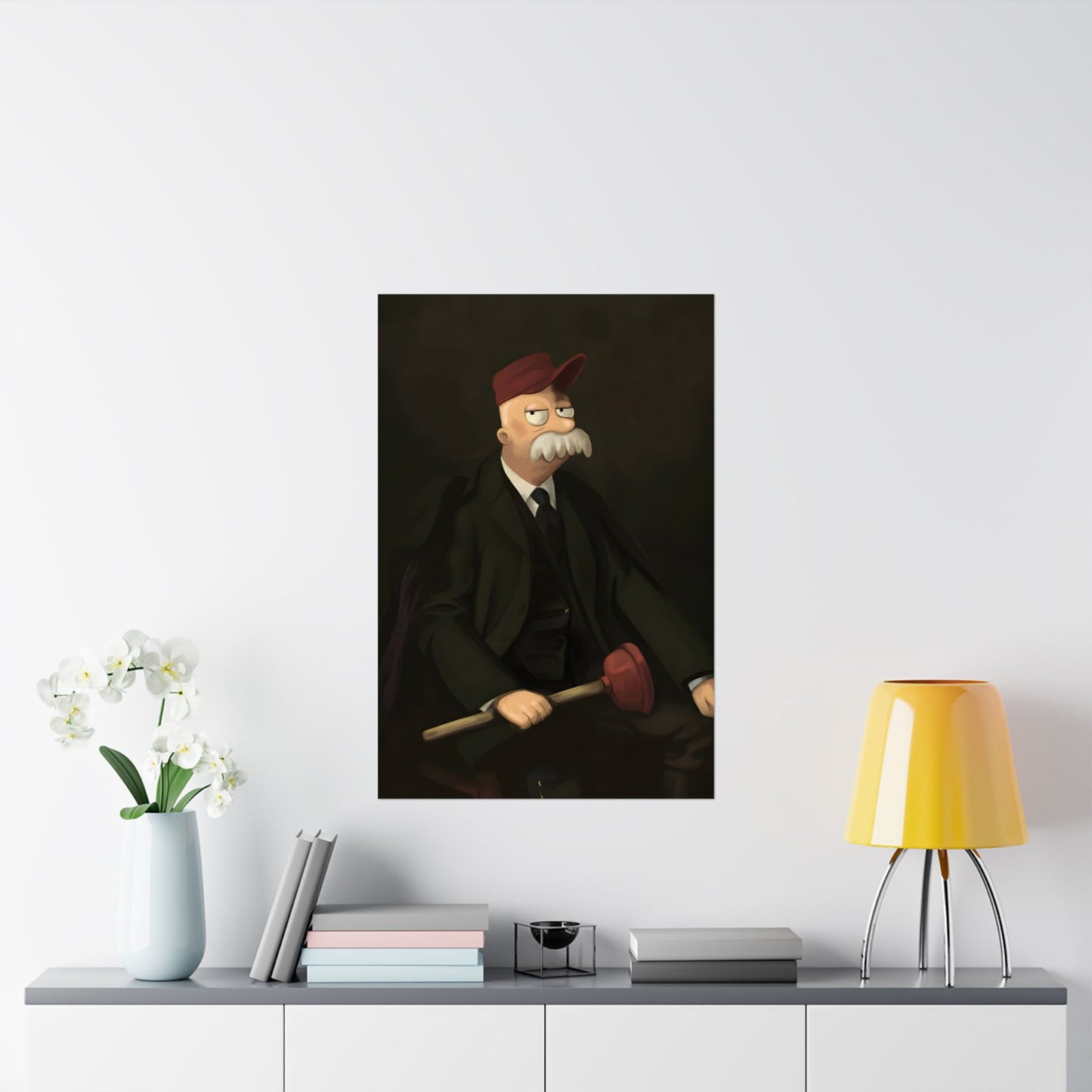 Futurama Scruffy The Janitor as Teddy Roosevelt Famous Presidential Portrait Matte Vertical Poster