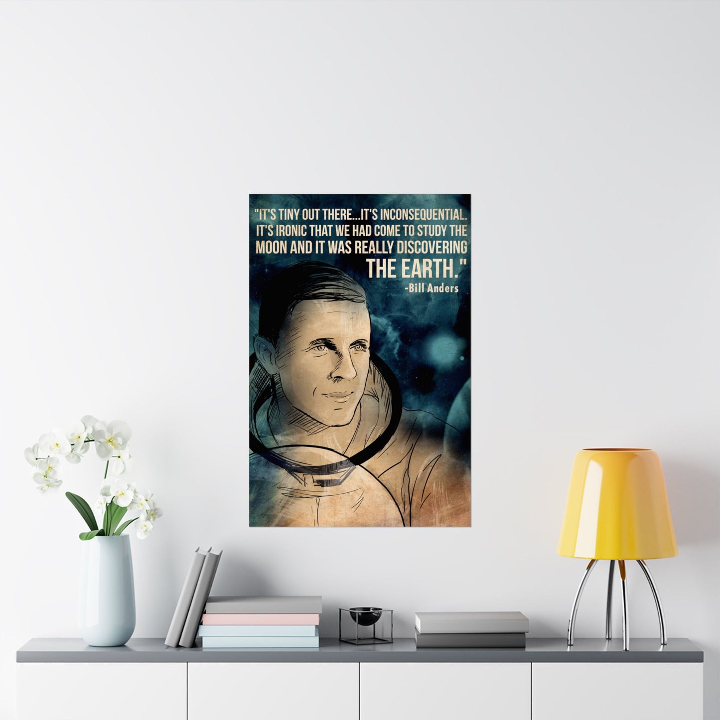 Bill Anders NASA Astronaut Space Quote Inspiring Astronaut Quote Matte Vertical Poster - Discovering The Earth