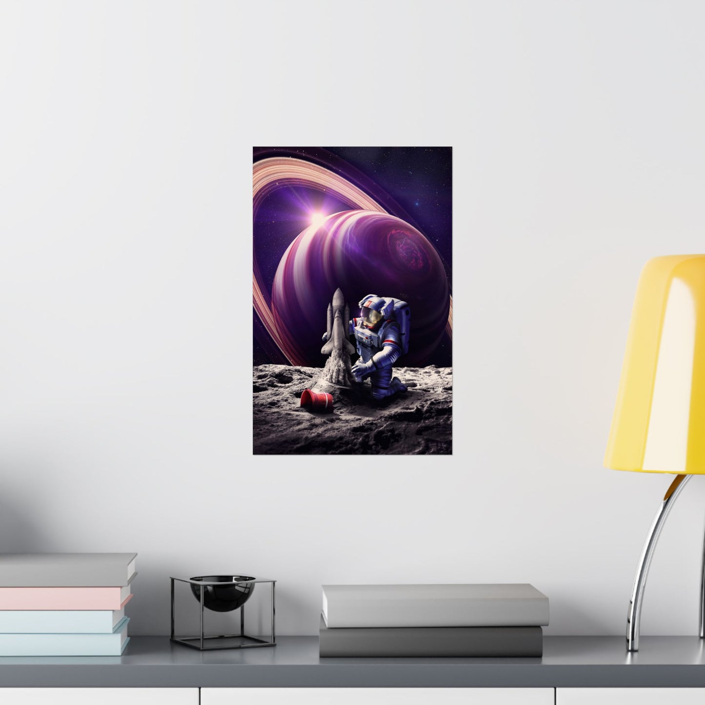 Astronaut Space Sandcastle Adventure Matte Poster - Cosmic Decor for Sci-Fi Lovers