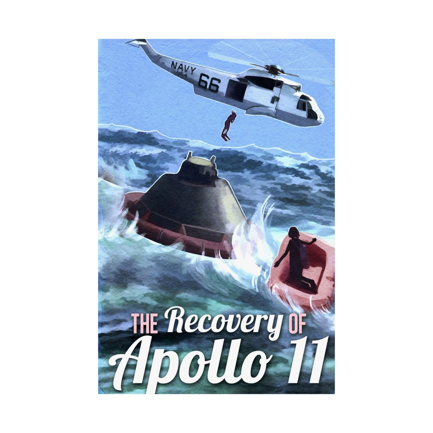 Apollo 11 Recovery Vertical Poster - Vintage Art Print for Space Enthusiasts