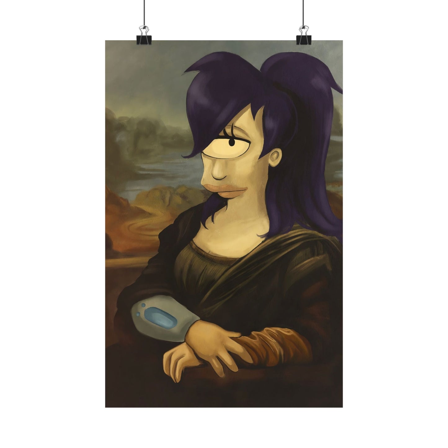 Futurama Leela as The Mona Lisa Mona Leela Portrait Poster Art Print - Quirky Art for Home Décor