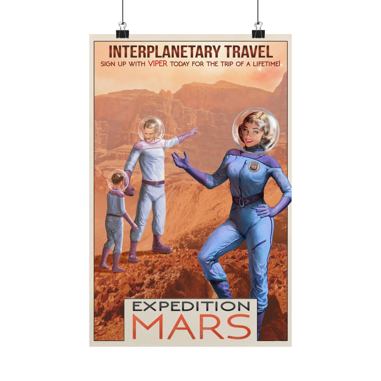 Retro Interplanetary Travel Poster - Mars Expedition Art Print VIPER Vast Interplanetary Expedition and Research NASA Style Futuristic