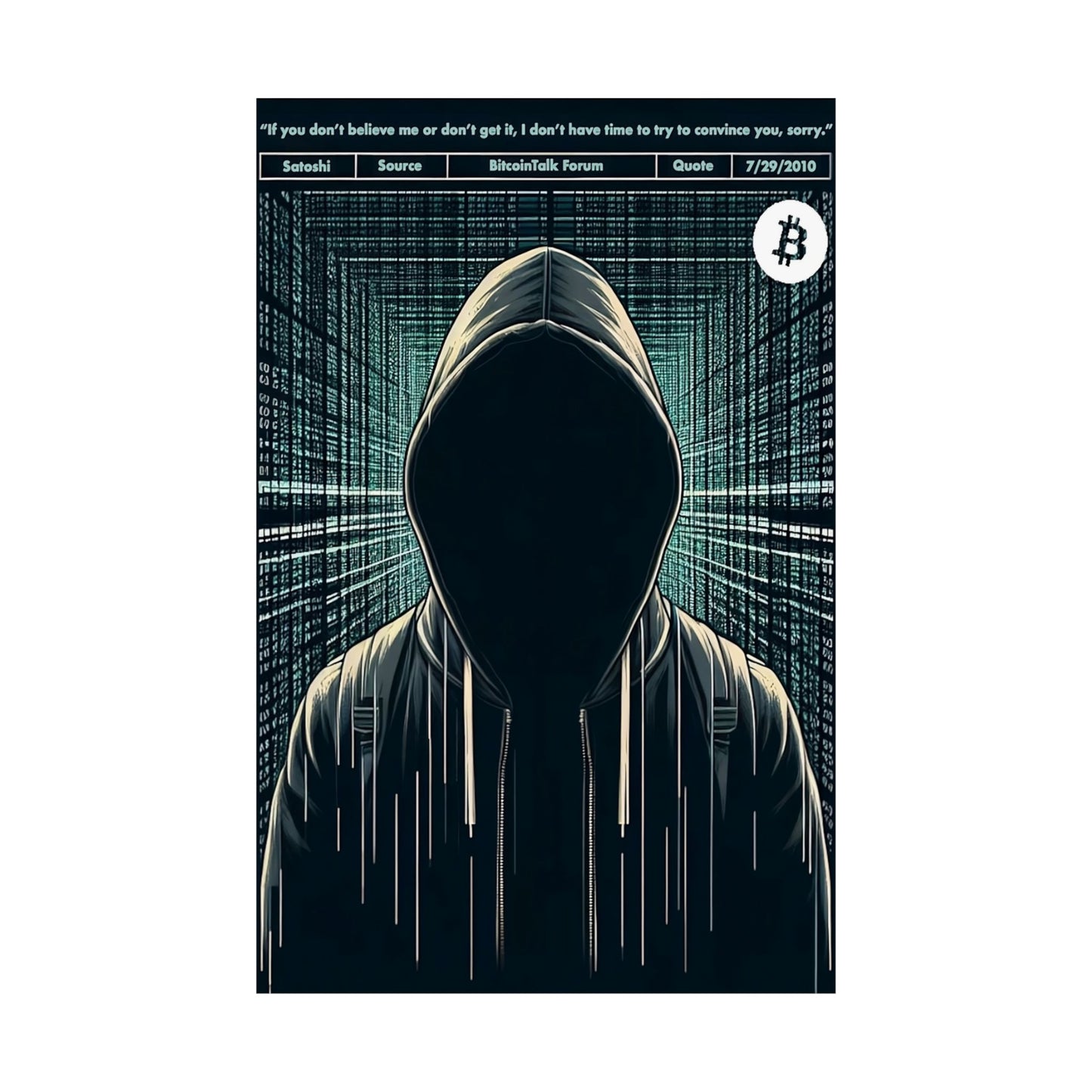 Satoshi Nakamoto BitcoinTalk Forum Quote Artwork Cryptocurrency Themed Matte Vertical Posters BTC Crypto Fans