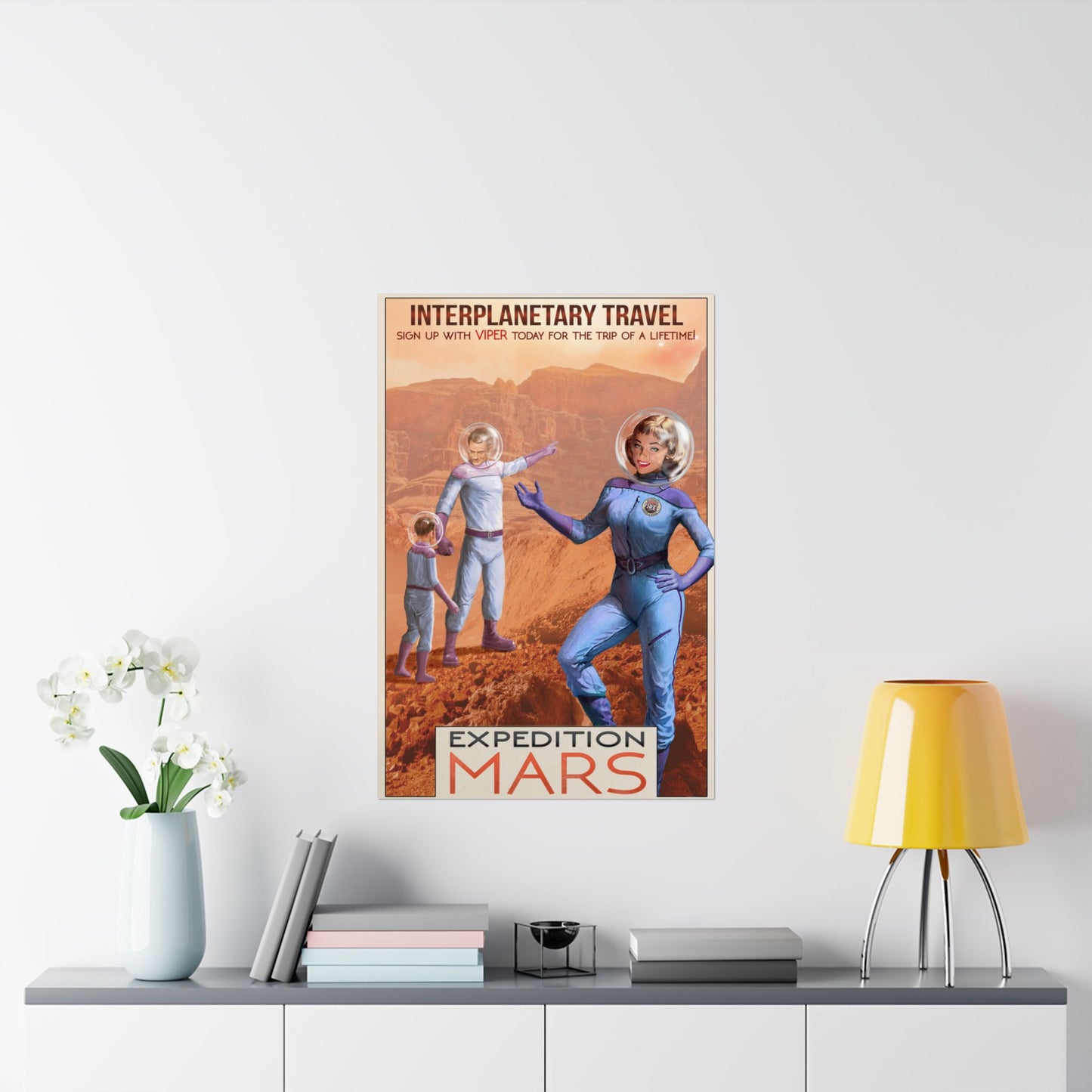 Retro Interplanetary Travel Poster - Mars Expedition Art Print VIPER Vast Interplanetary Expedition and Research NASA Style Futuristic