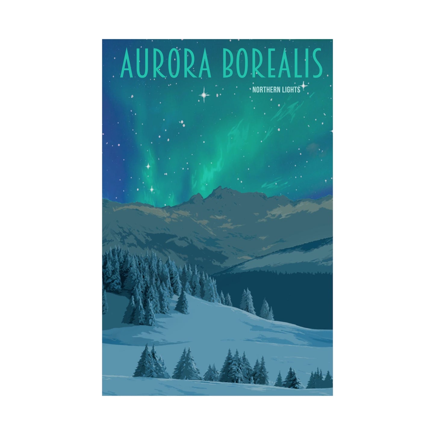 Aurora Borealis Matte Vertical Poster - Stunning Northern Lights Wall Art