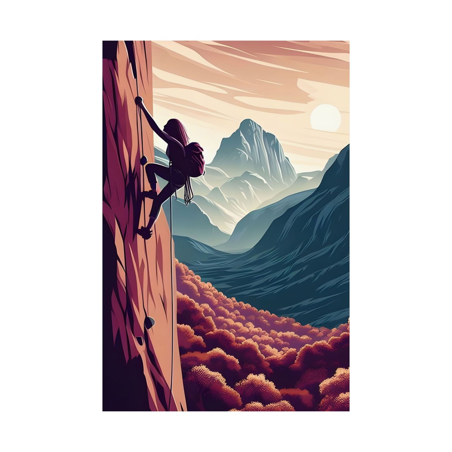 Adventure Rock Climbing Matte Vertical Poster - Motivational Wall Art for Outdoor Enthusiasts