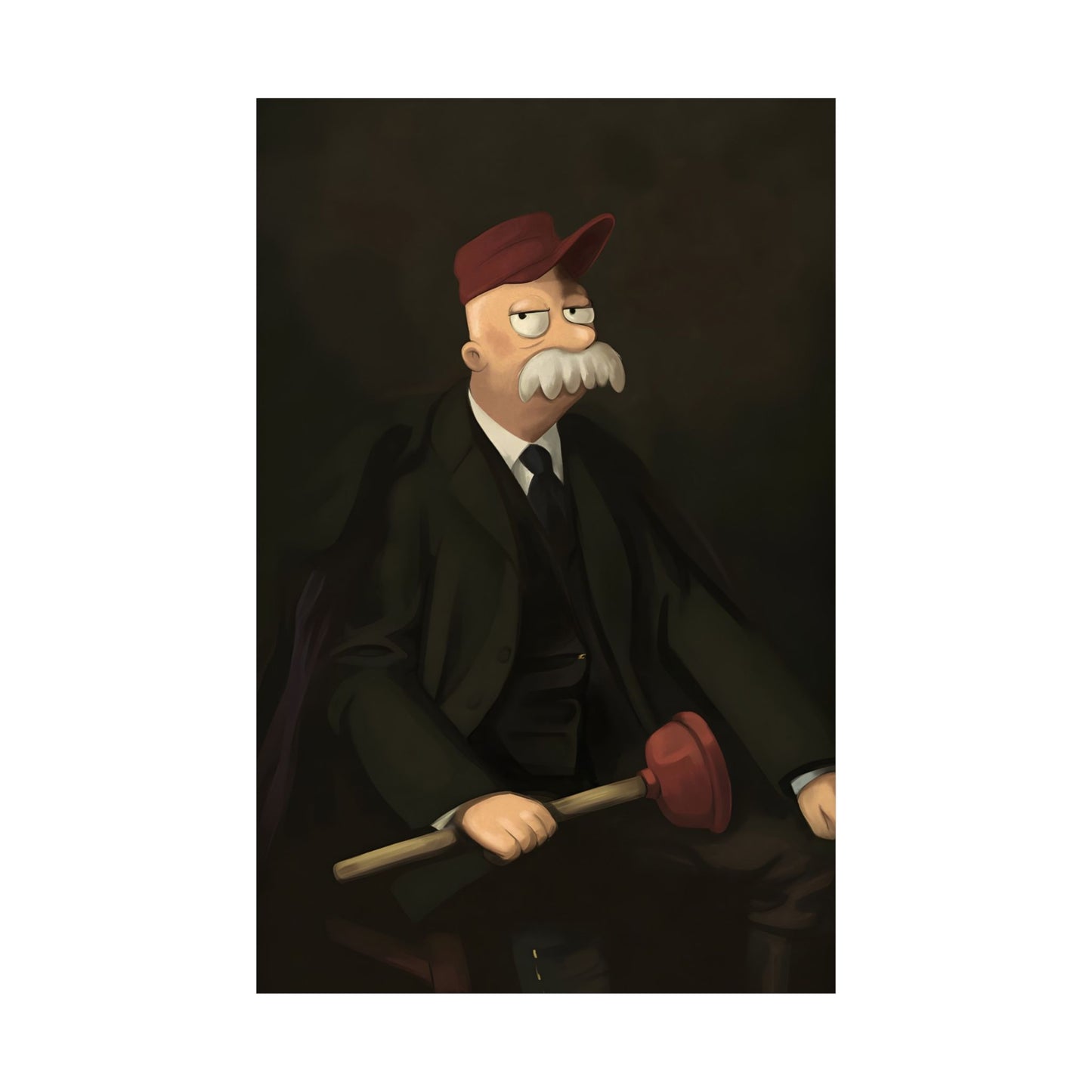 Futurama Scruffy The Janitor as Teddy Roosevelt Famous Presidential Portrait Matte Vertical Poster