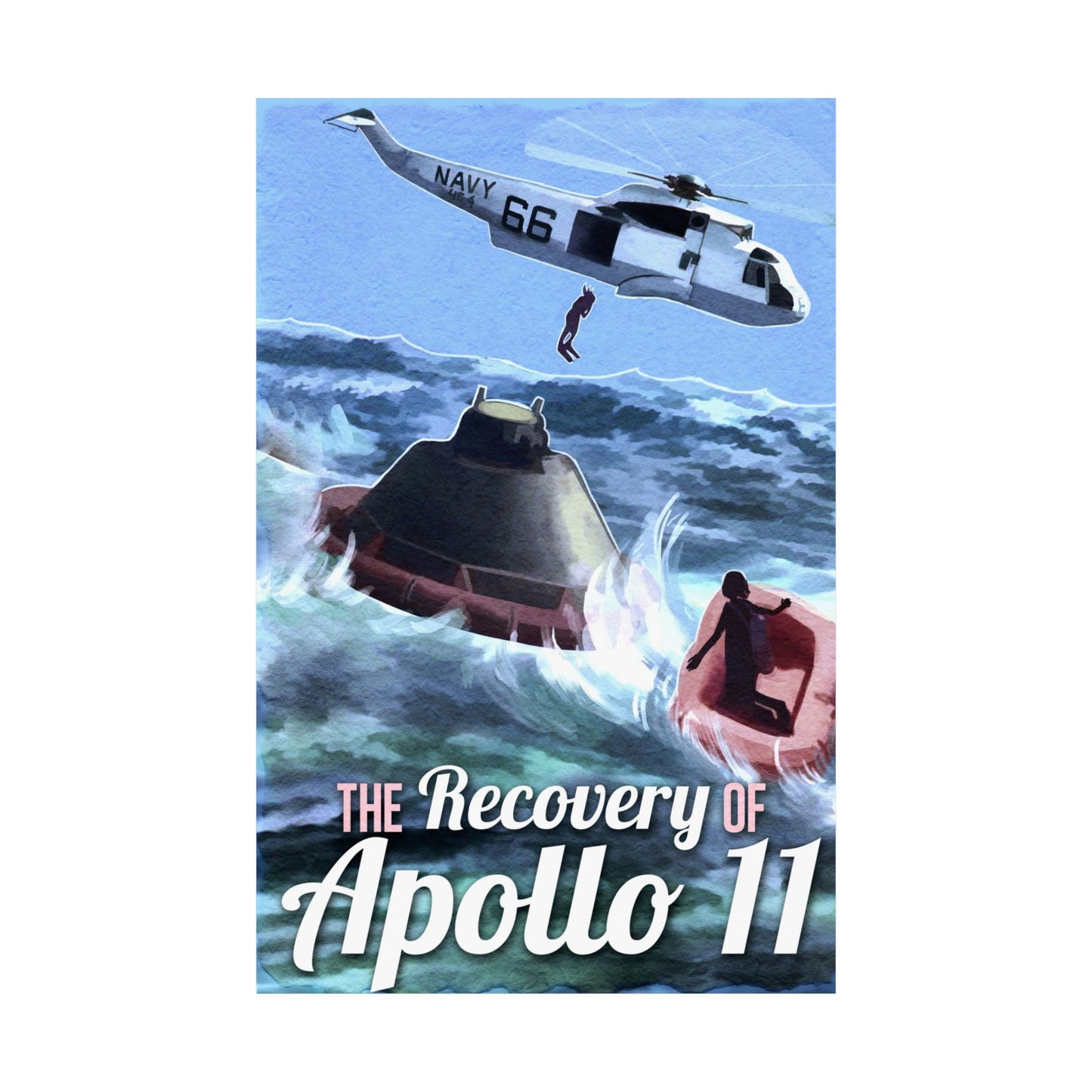 Apollo 11 Recovery Vertical Poster - Vintage Art Print for Space Enthusiasts