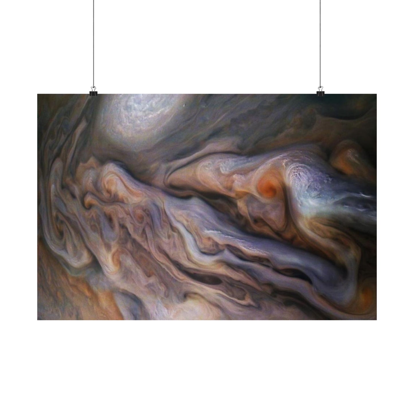 Raging Storm System on Jupiter Captured by NASA Juno Spacecraft Art Poster Print - Cosmic Art Decor Space Gift for Home & Office