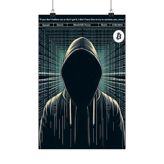 Satoshi Nakamoto BitcoinTalk Forum Quote Artwork Cryptocurrency Themed Matte Vertical Posters BTC Crypto Fans