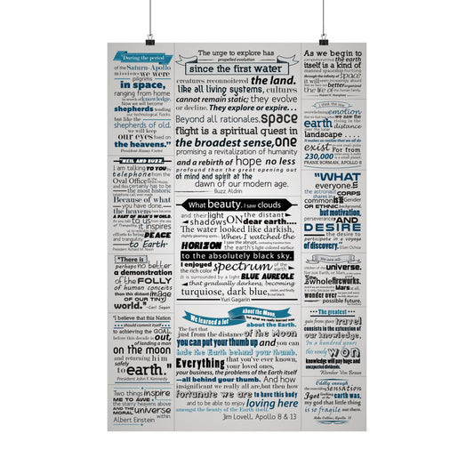 NASA Apollo Mission Space Quotes Inspiring Space Exploration Matte Vertical Poster - Motivational Wall Art