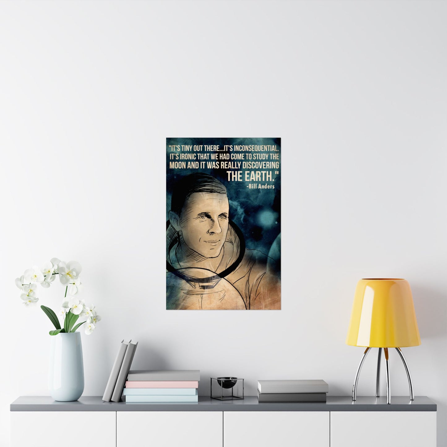 Bill Anders NASA Astronaut Space Quote Inspiring Astronaut Quote Matte Vertical Poster - Discovering The Earth