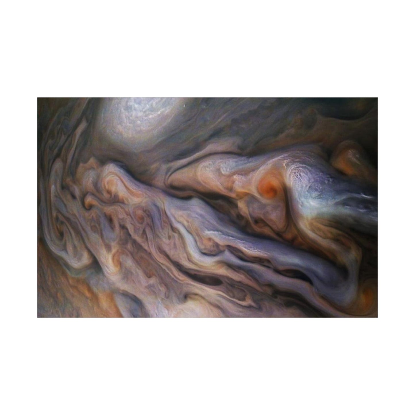 Raging Storm System on Jupiter Captured by NASA Juno Spacecraft Art Poster Print - Cosmic Art Decor Space Gift for Home & Office