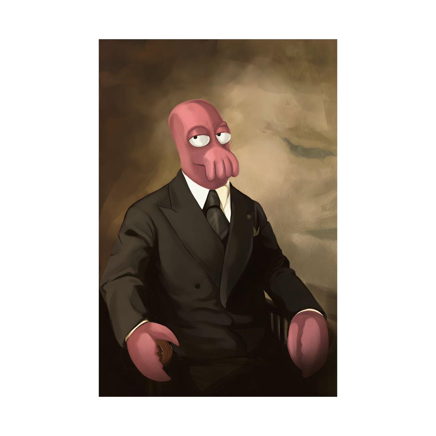 Futurama Zoidberg as Harry Truman Famous Presidential Portrait Art Poster Print - Quirky Home Decor for Ocean Lovers