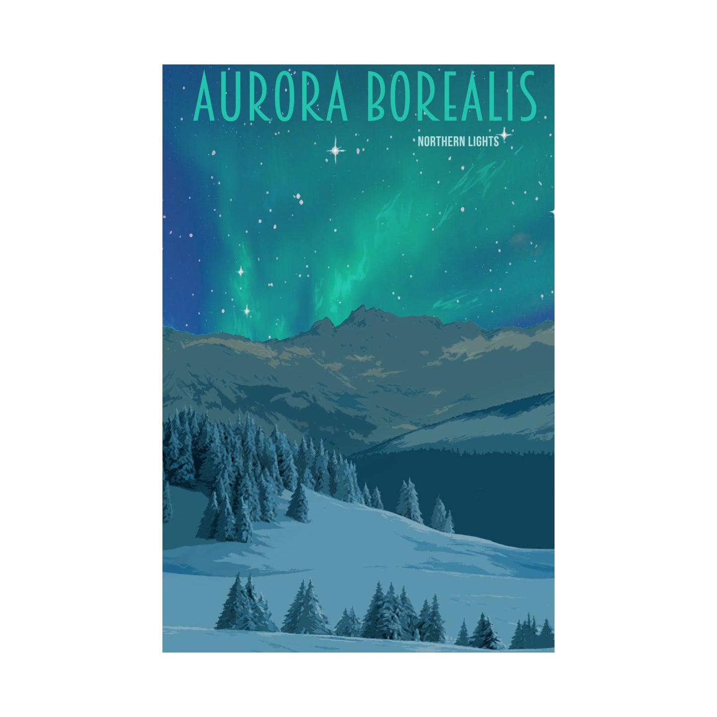 Aurora Borealis Matte Vertical Poster - Stunning Northern Lights Wall Art