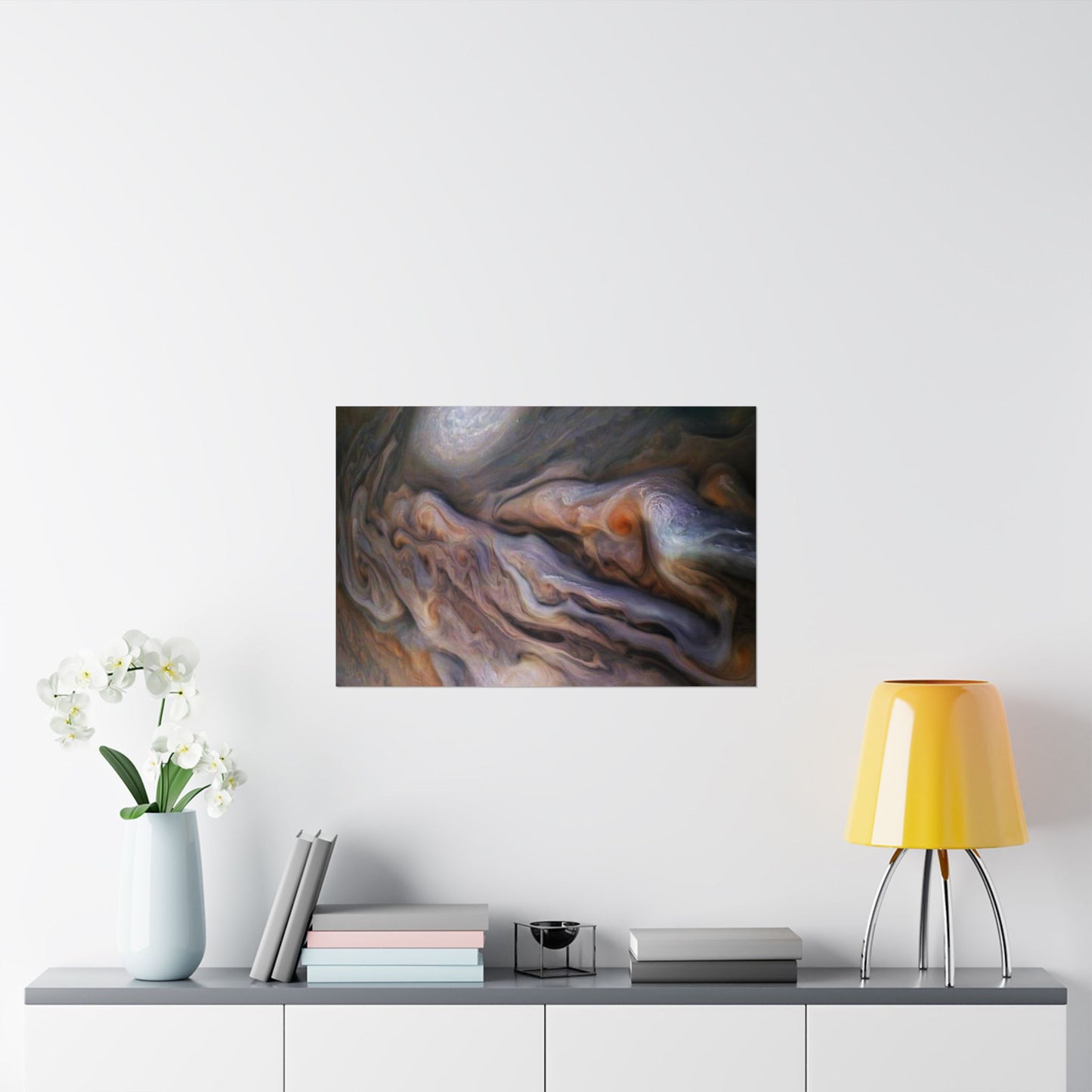 Raging Storm System on Jupiter Captured by NASA Juno Spacecraft Art Poster Print - Cosmic Art Decor Space Gift for Home & Office