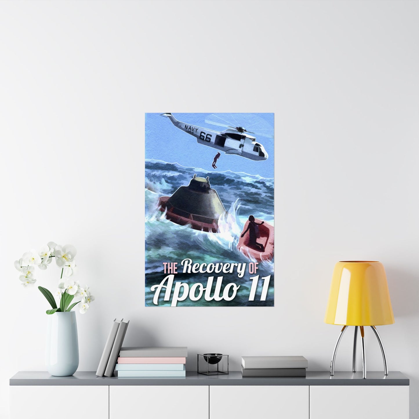 Apollo 11 Recovery Vertical Poster - Vintage Art Print for Space Enthusiasts