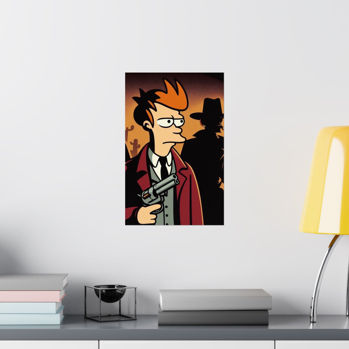 Futurama Philip Fry as Wyatt Earp Tombstone Art Poster Print Vintage Western-Themed Matte Vertical Posters - Retro Cartoon Gunman Artwork