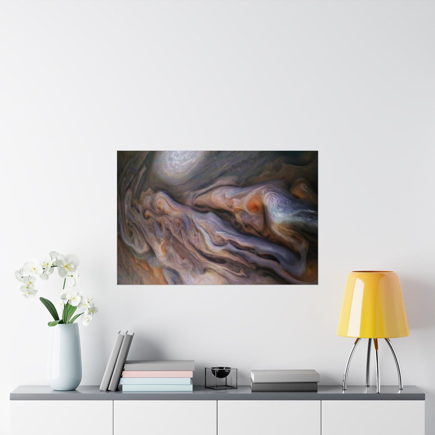 Raging Storm System on Jupiter Captured by NASA Juno Spacecraft Art Poster Print - Cosmic Art Decor Space Gift for Home & Office