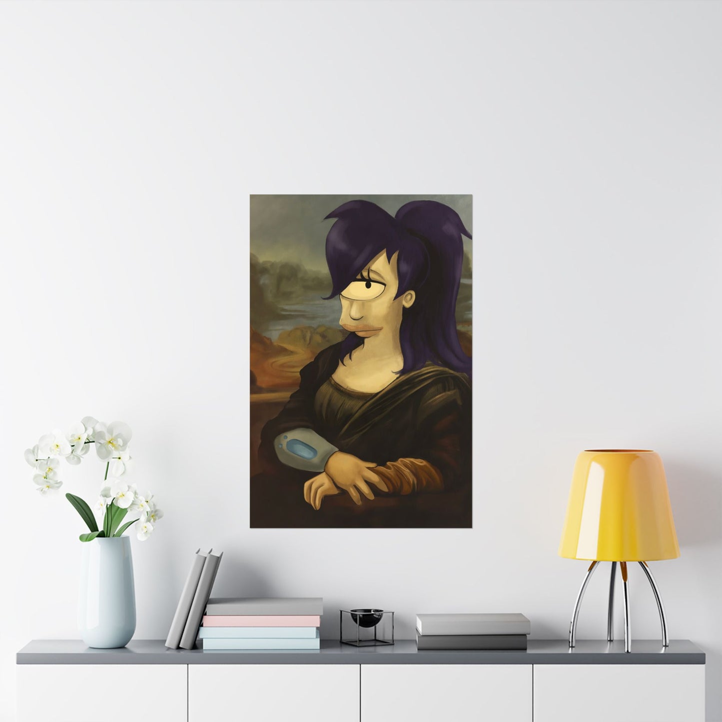 Futurama Leela as The Mona Lisa Mona Leela Portrait Poster Art Print - Quirky Art for Home Décor