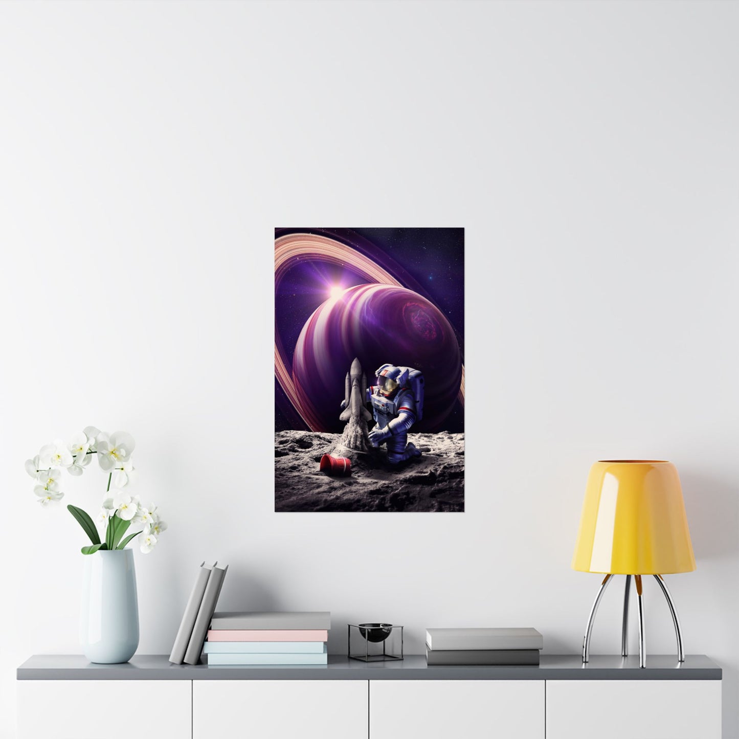 Astronaut Space Sandcastle Adventure Matte Poster - Cosmic Decor for Sci-Fi Lovers