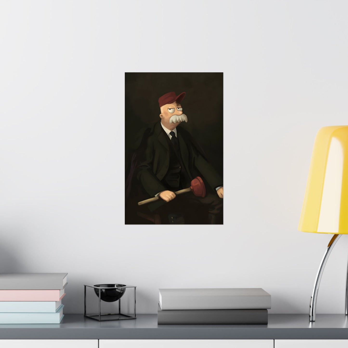 Futurama Scruffy The Janitor as Teddy Roosevelt Famous Presidential Portrait Matte Vertical Poster