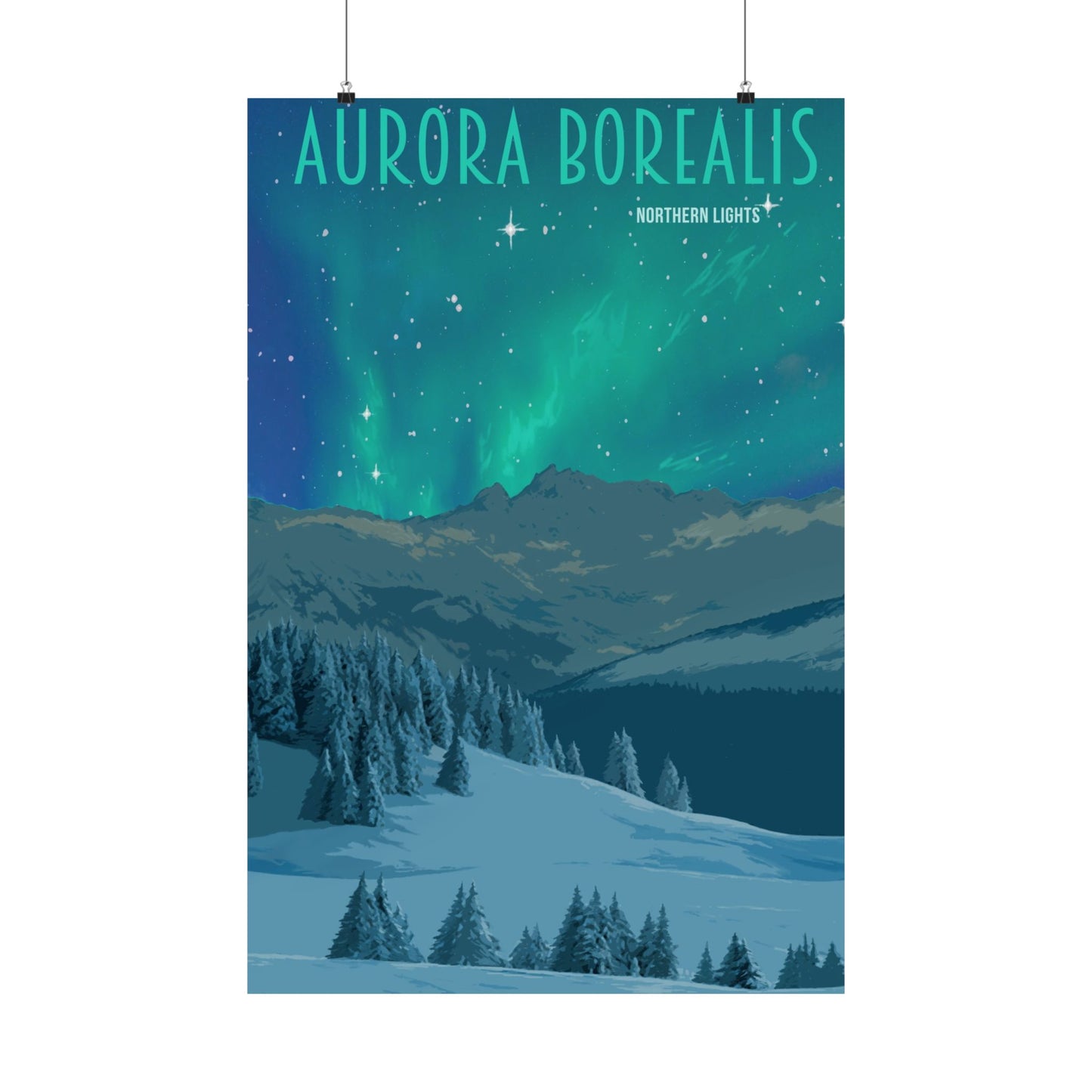 Aurora Borealis Matte Vertical Poster - Stunning Northern Lights Wall Art