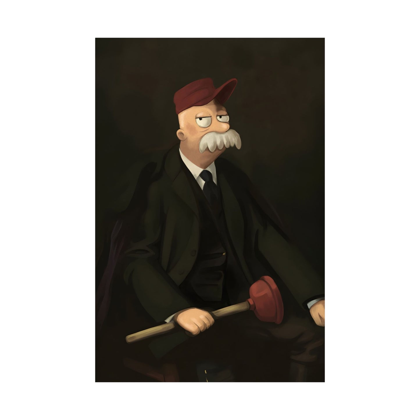 Futurama Scruffy The Janitor as Teddy Roosevelt Famous Presidential Portrait Matte Vertical Poster