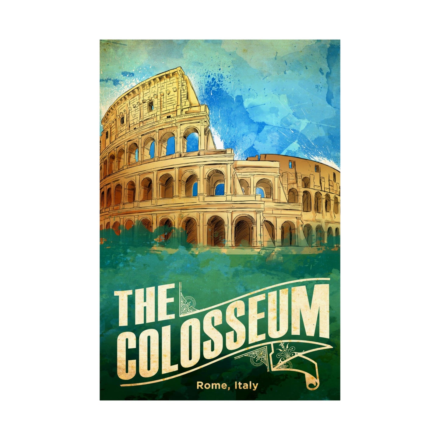 Roman Colosseum Art Print Poster | Matte Vertical Travel Decor | Rome Italy