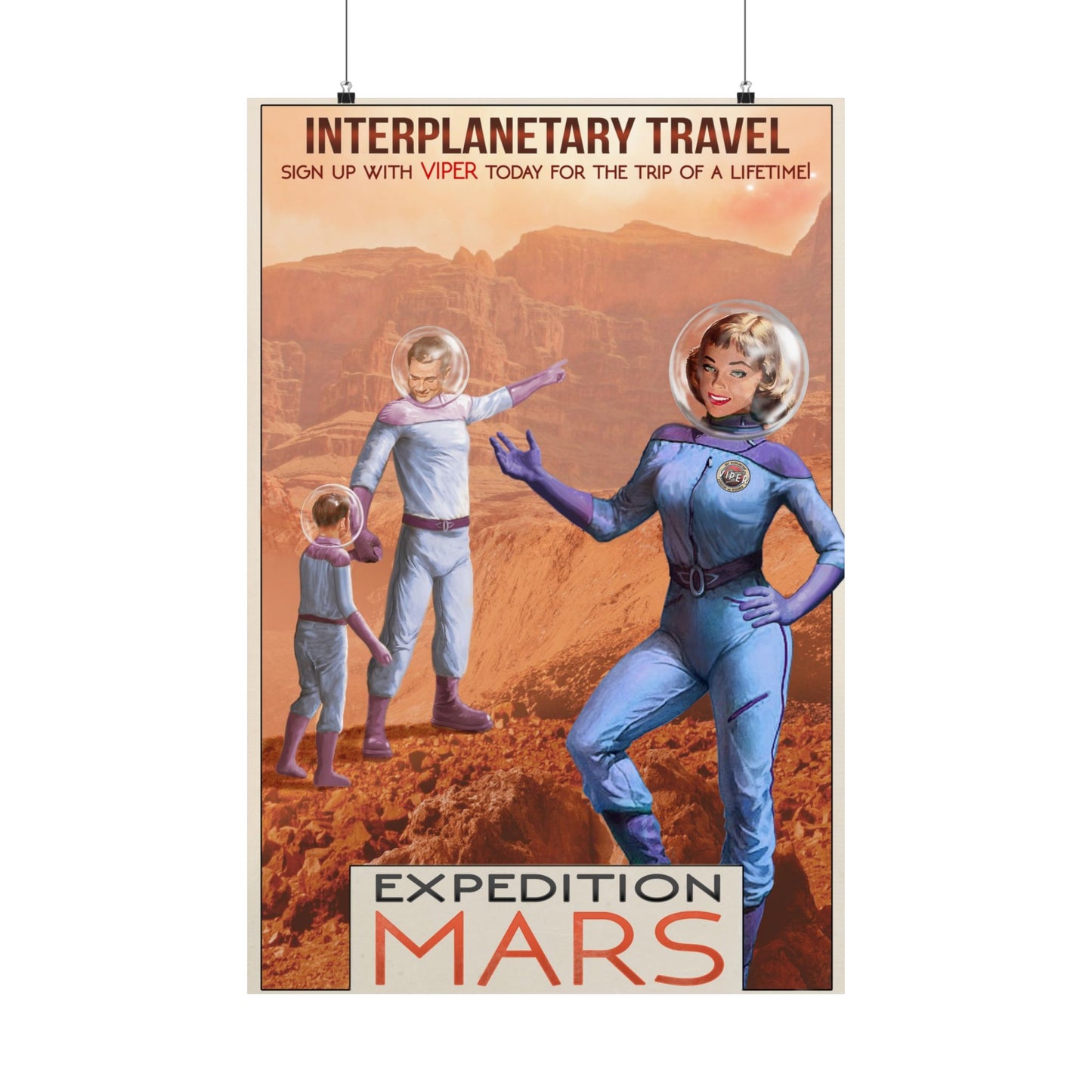 Retro Interplanetary Travel Poster - Mars Expedition Art Print VIPER Vast Interplanetary Expedition and Research NASA Style Futuristic