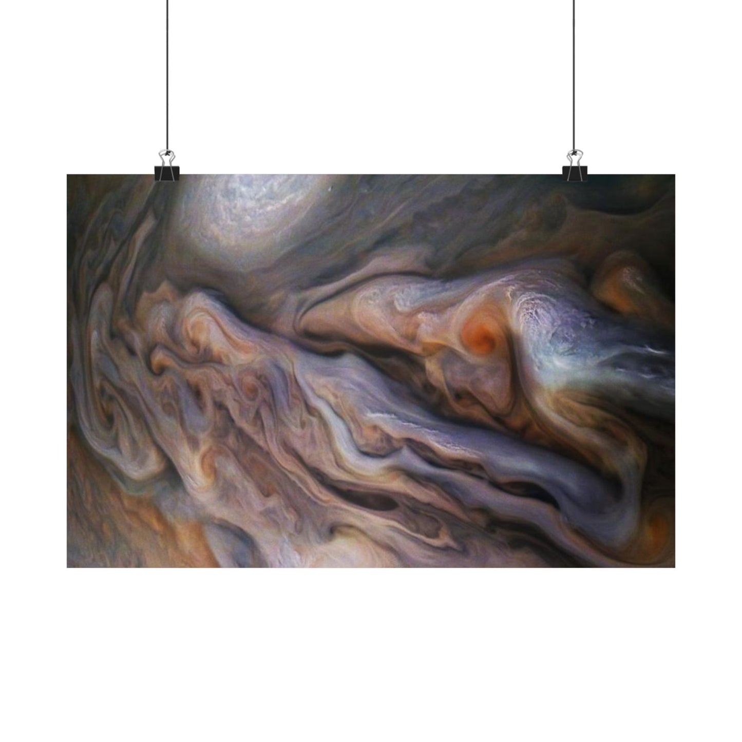 Raging Storm System on Jupiter Captured by NASA Juno Spacecraft Art Poster Print - Cosmic Art Decor Space Gift for Home & Office