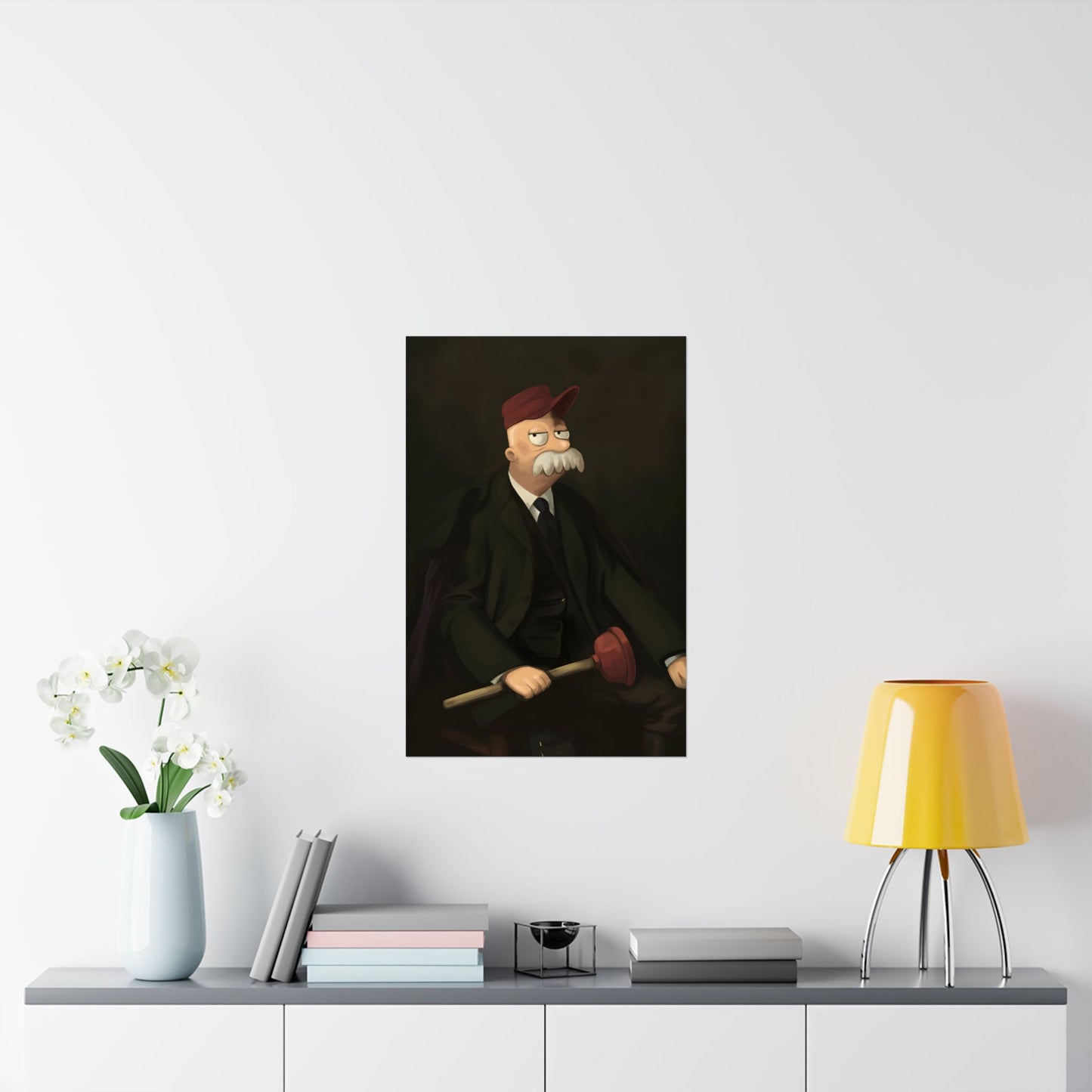 Futurama Scruffy The Janitor as Teddy Roosevelt Famous Presidential Portrait Matte Vertical Poster