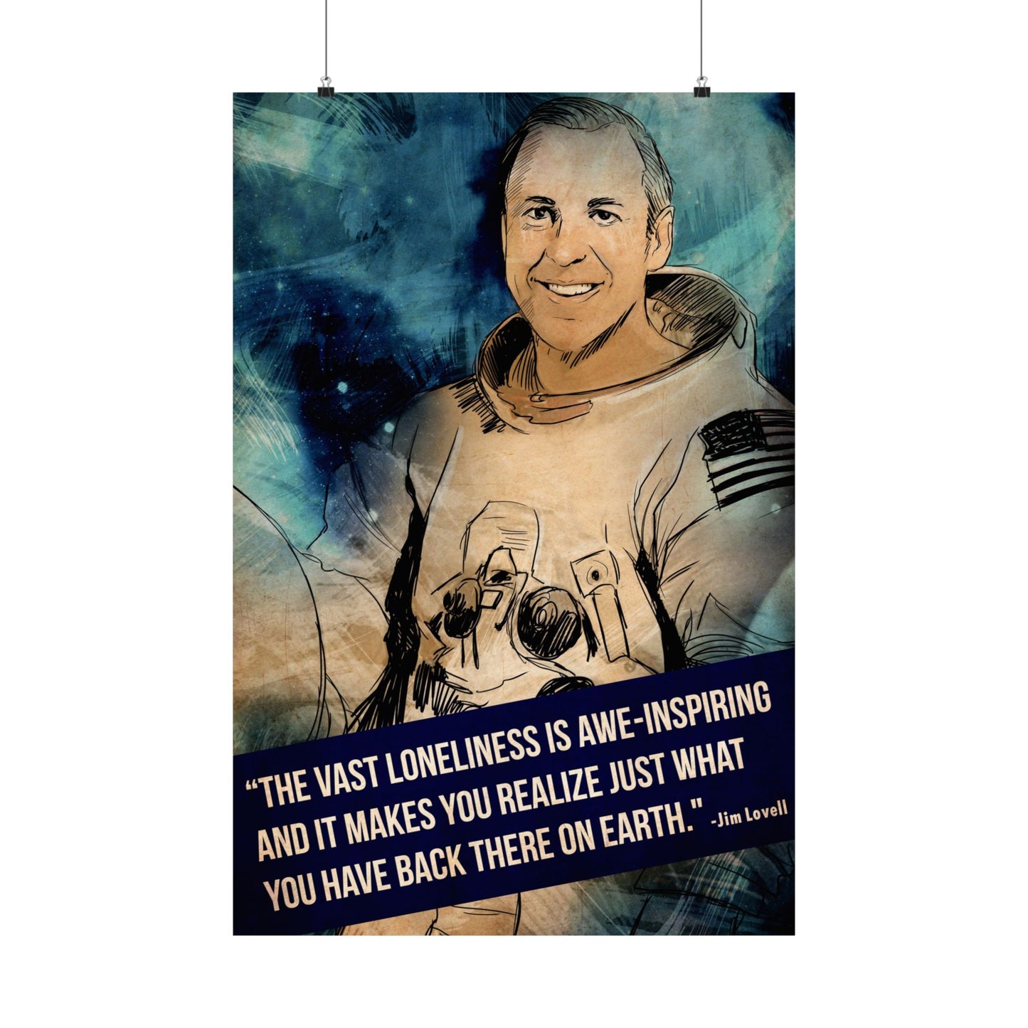 NASA Astronaut Jim Lovell Space Quote The Vast Loneliness Of Space Astronaut Matte Vertical Poster