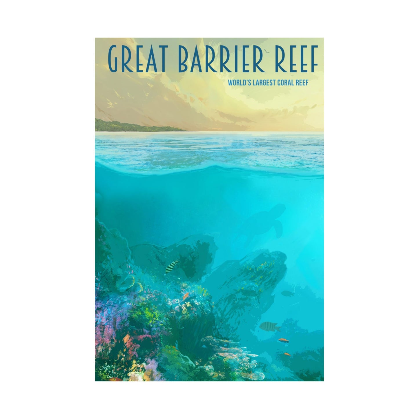 Great Barrier Reef Matte Vertical Poster - Ocean Art Print for Coastal Decor