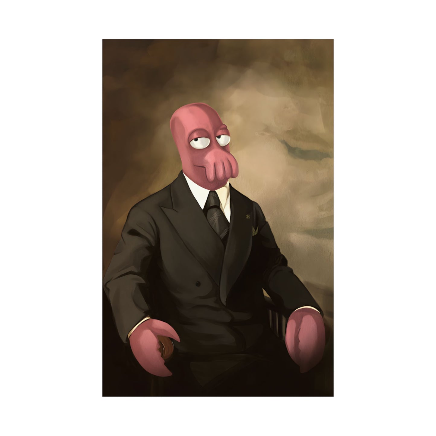 Futurama Zoidberg as Harry Truman Famous Presidential Portrait Art Poster Print - Quirky Home Decor for Ocean Lovers