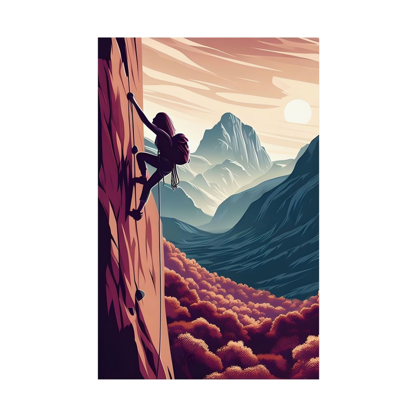 Adventure Rock Climbing Matte Vertical Poster - Motivational Wall Art for Outdoor Enthusiasts