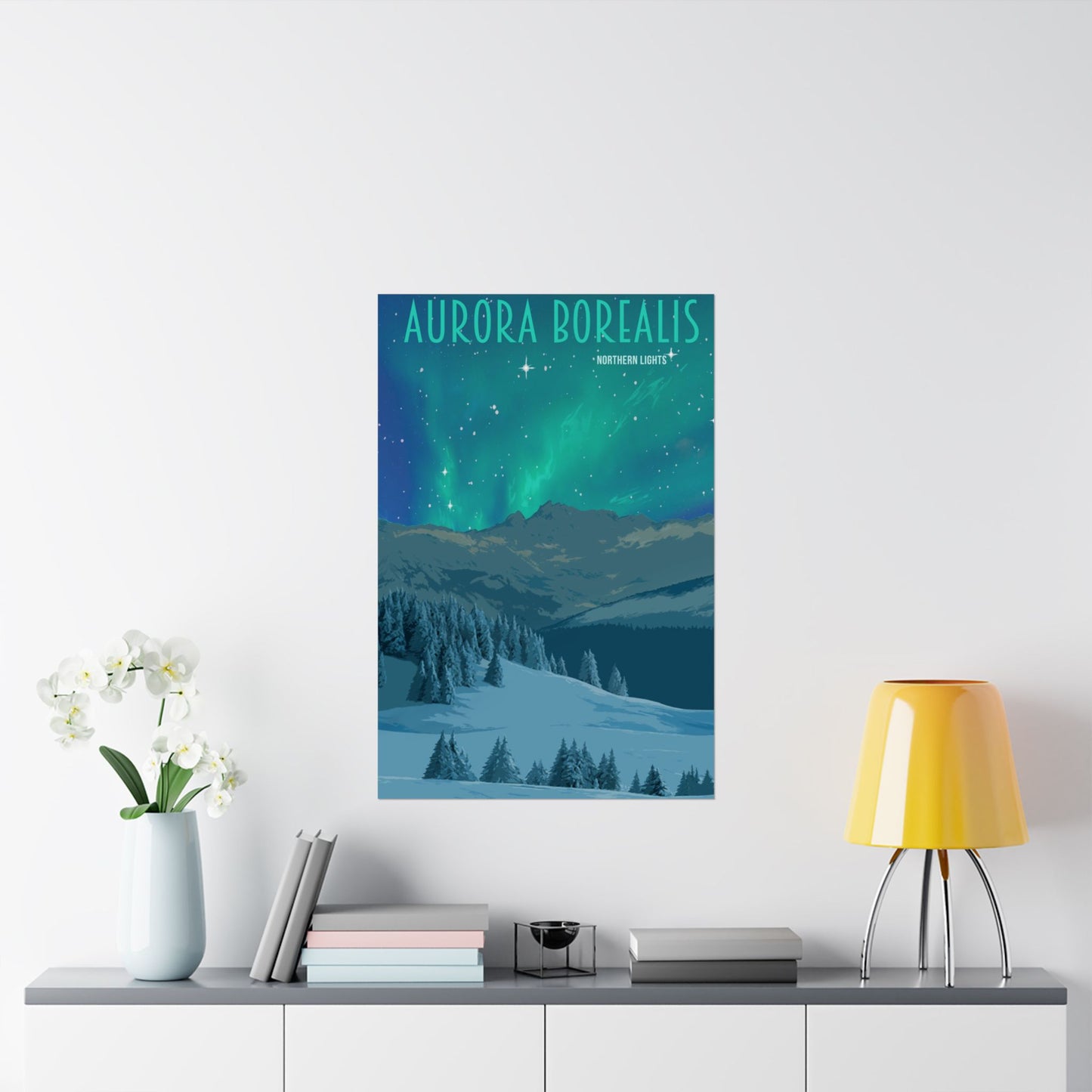 Aurora Borealis Matte Vertical Poster - Stunning Northern Lights Wall Art