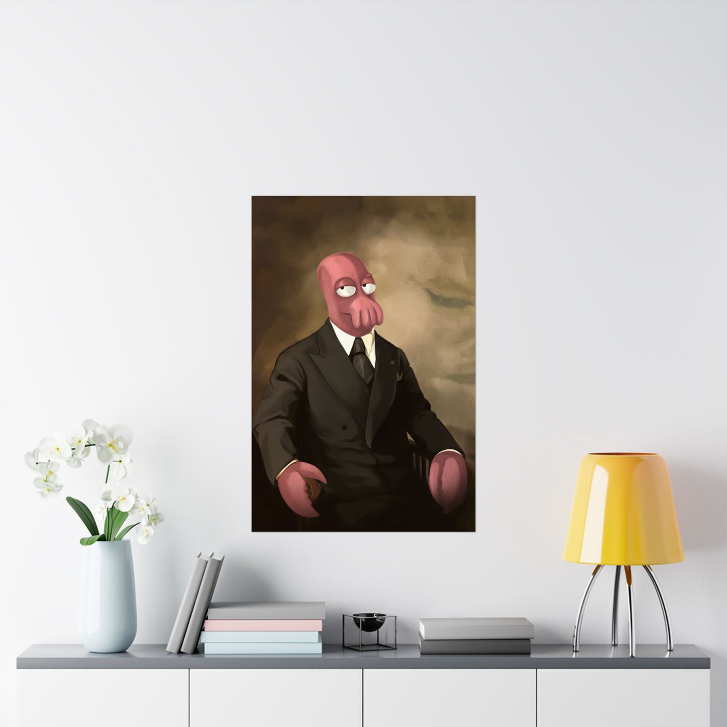 Futurama Zoidberg as Harry Truman Famous Presidential Portrait Art Poster Print - Quirky Home Decor for Ocean Lovers