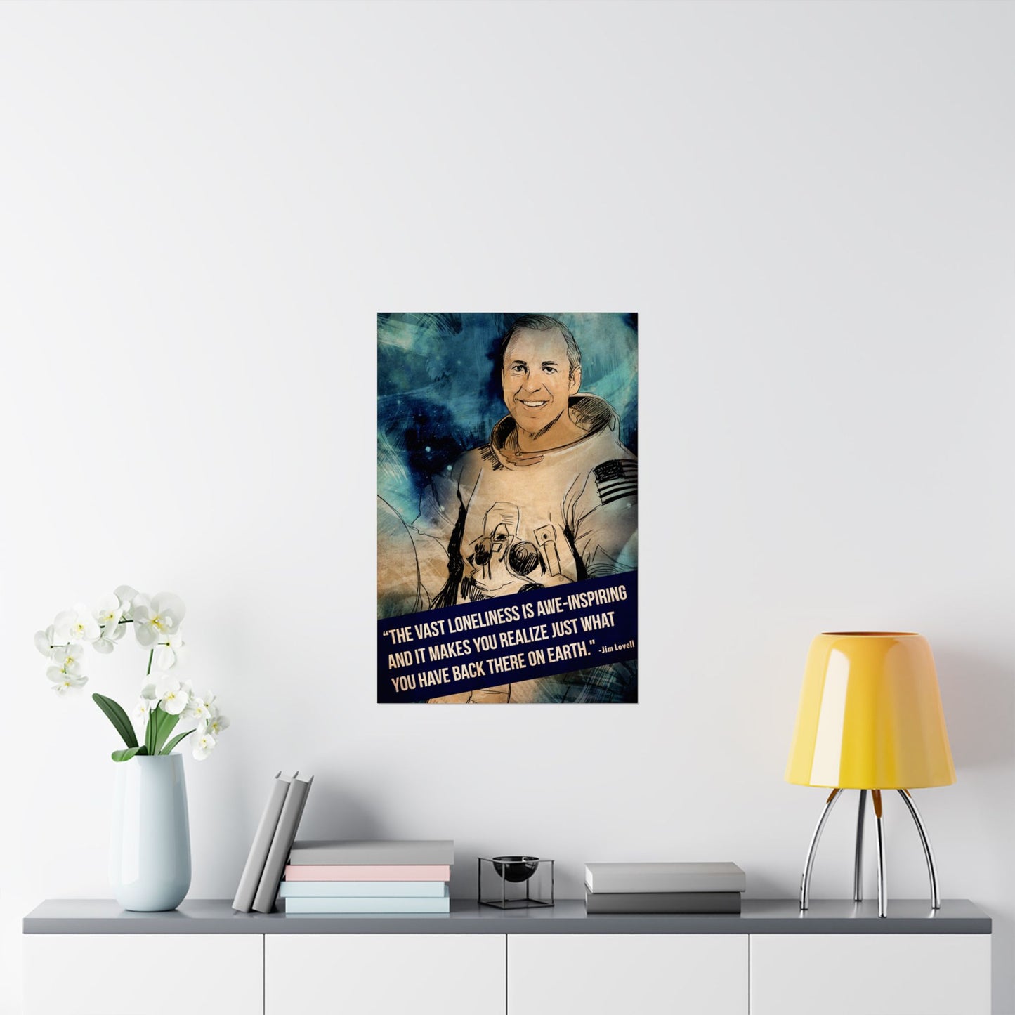 NASA Astronaut Jim Lovell Space Quote The Vast Loneliness Of Space Astronaut Matte Vertical Poster