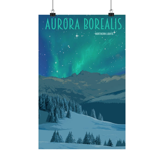 Aurora Borealis Matte Vertical Poster - Stunning Northern Lights Wall Art