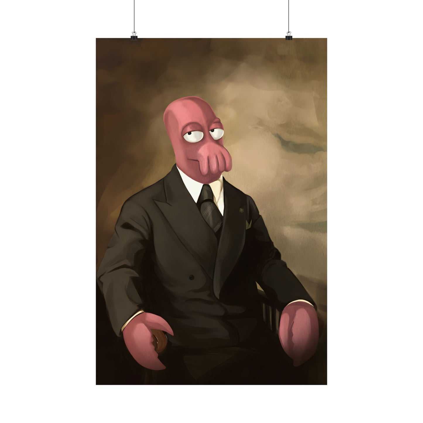 Futurama Zoidberg as Harry Truman Famous Presidential Portrait Art Poster Print - Quirky Home Decor for Ocean Lovers