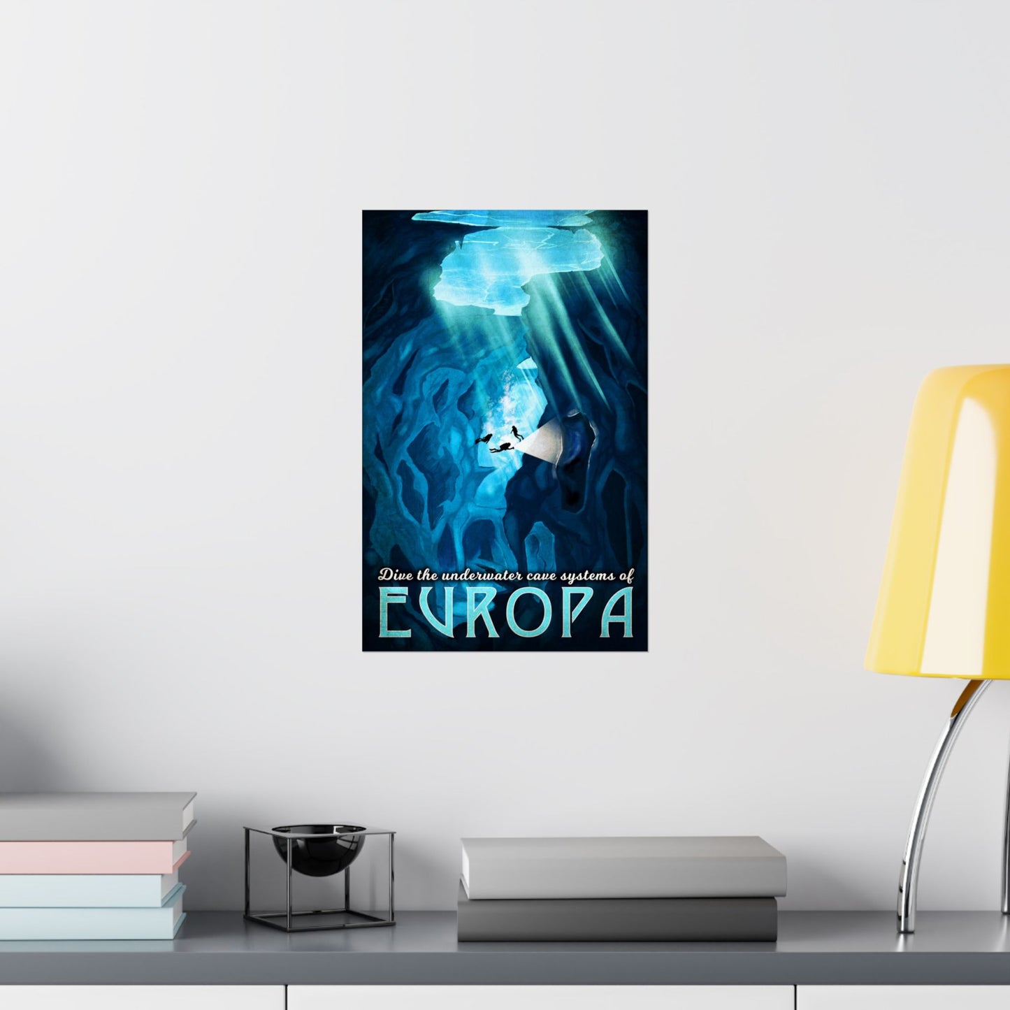 Underwater Adventure Matte Vertical Posters - Dive into Europa's Cave Systems