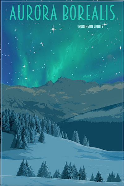 SKU: AURORA Aurora Borealis Norther Lights Minimalist Wonders Poster