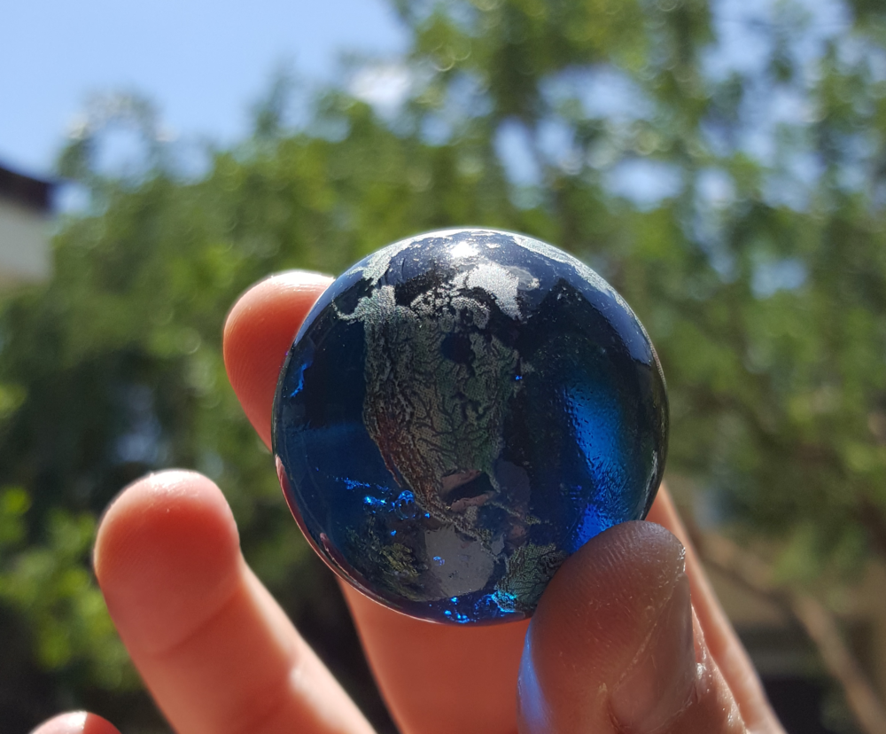 Giant 35mm Planet Earth Globe Marble - Detailed Glass World Space Marble