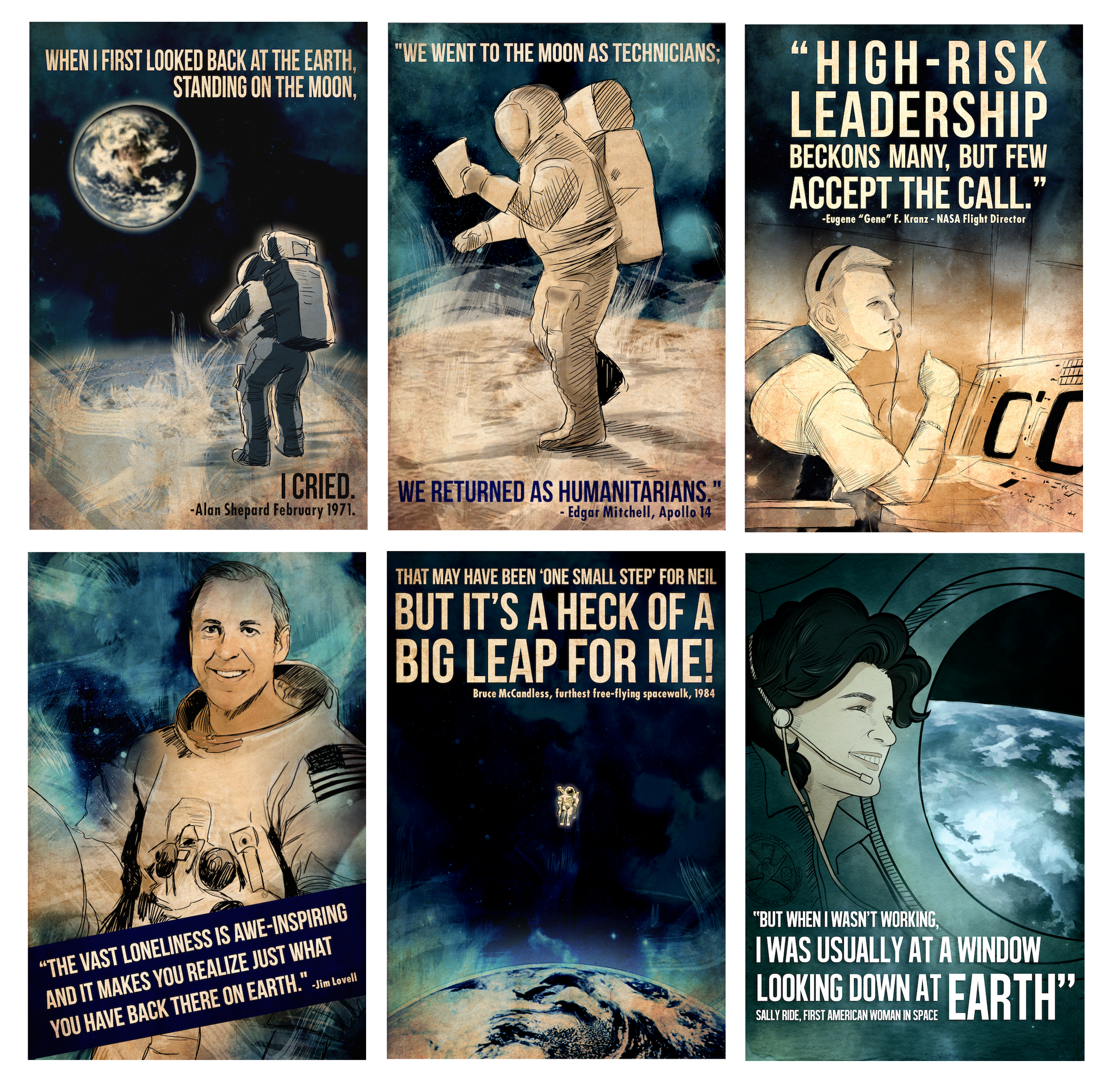 Historical Astronaut Space Quote Art Series