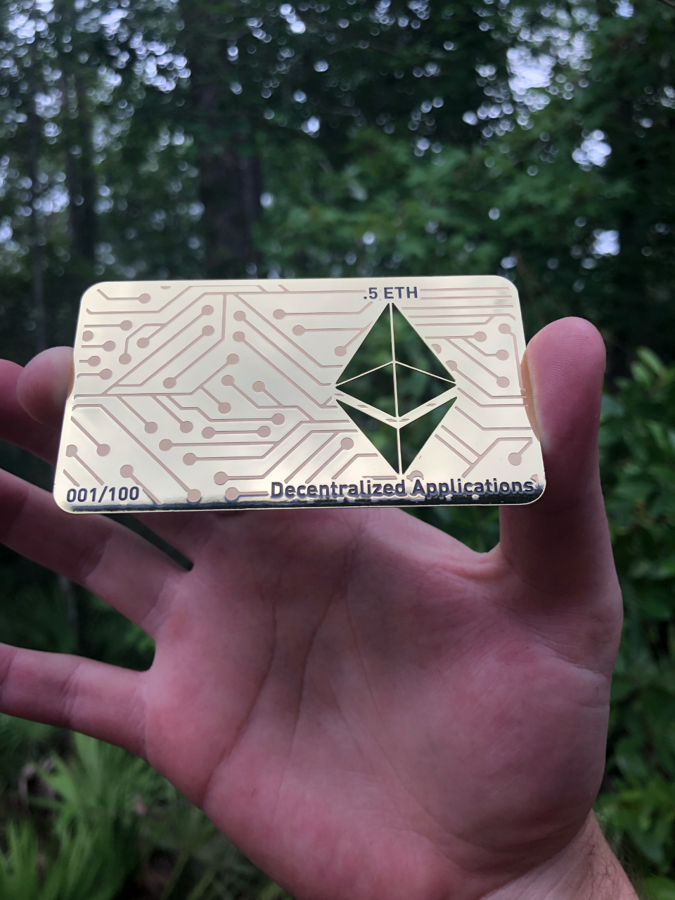 .5 ETH Ethereum Chrome Gold Metal Wallet, Unloaded